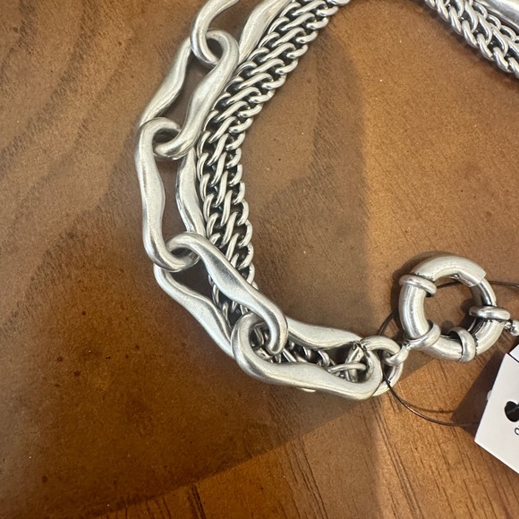 Multi string bracelet. Brushed silver metal. Adjustable. NWT - Picture 2 of 6